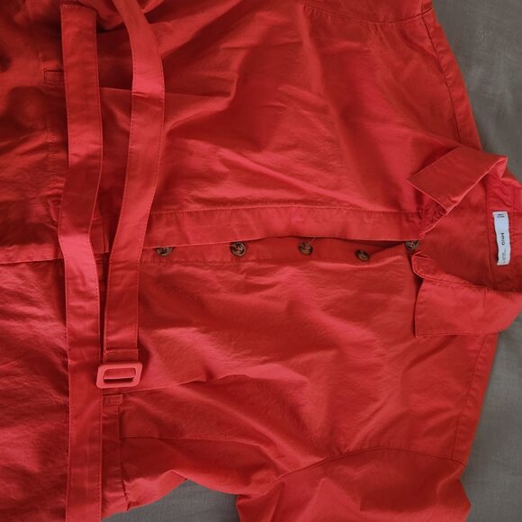 Mango Belted Red Collared Shirt Dress - Picture 2 of 8